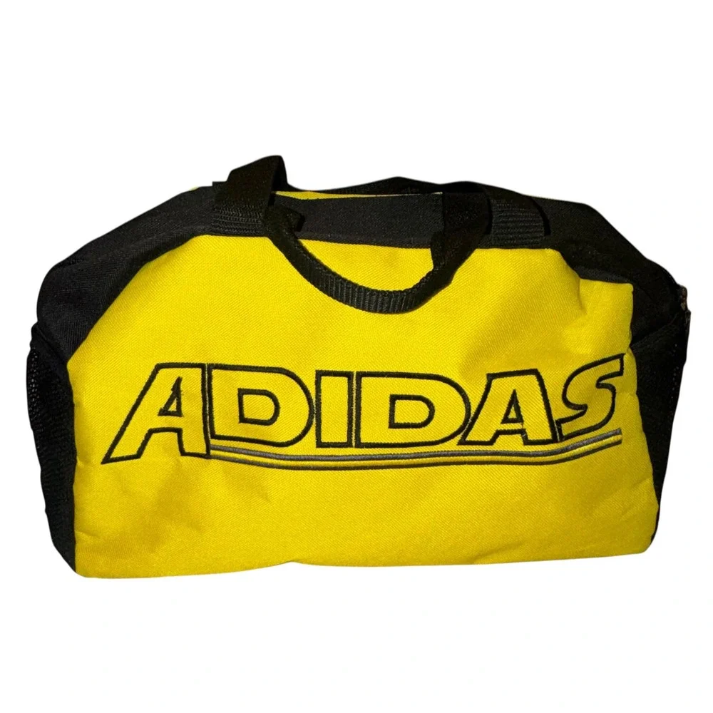 RARE Vintage Retro Adidas Made Syria Duffel Bag Yellow Black Gym Sports Travel
